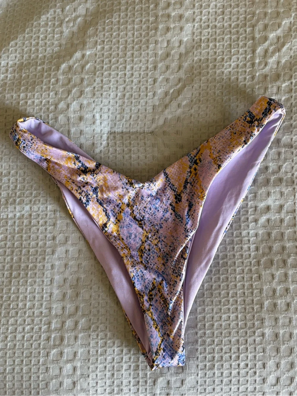 l*space Pink and Yellow Snakeskin Bikini Bottom